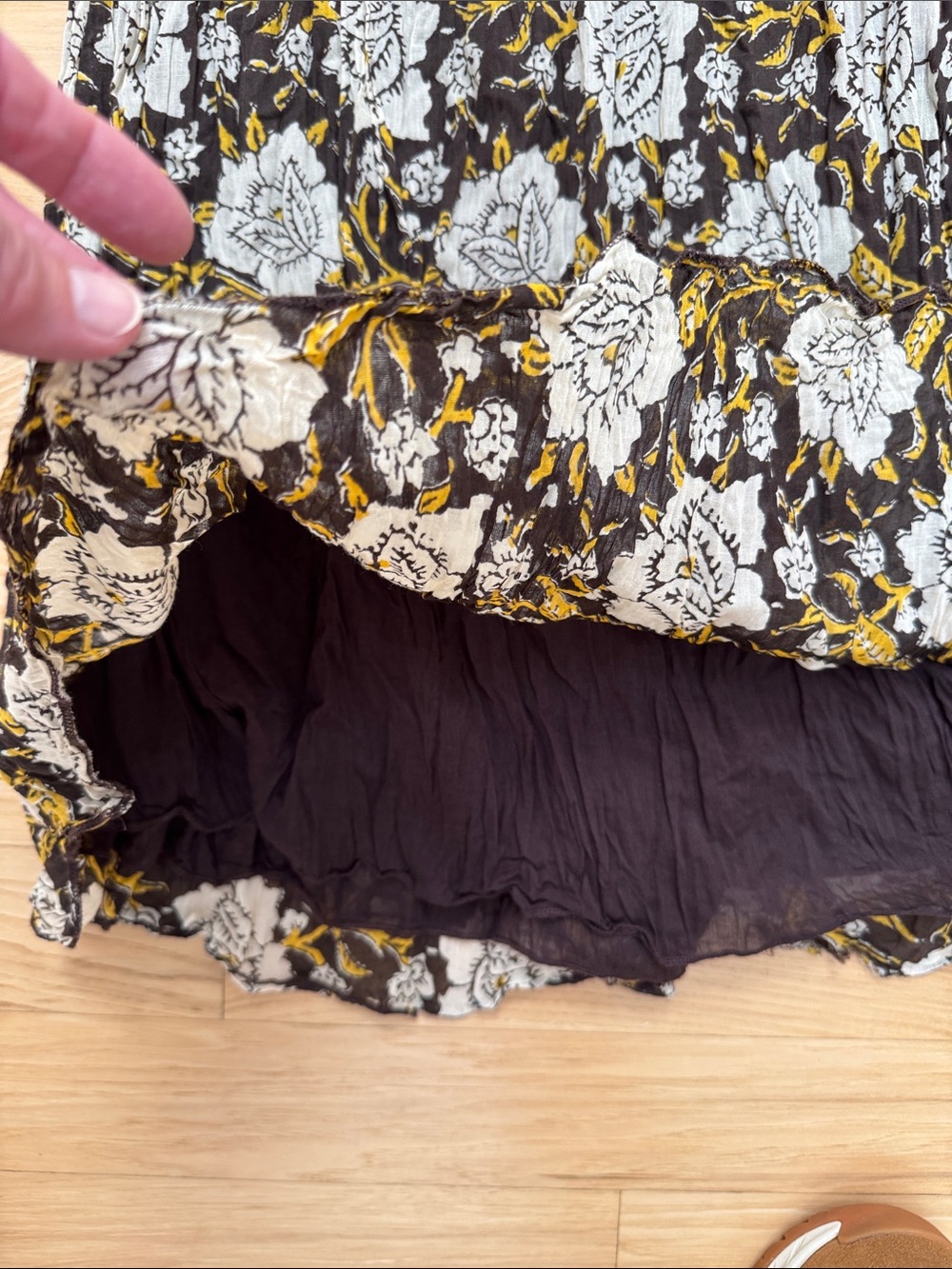 Natural life broomstick crinkle floral 100% cotton skirt in a bag cotton S/M - Picture 5 of 6